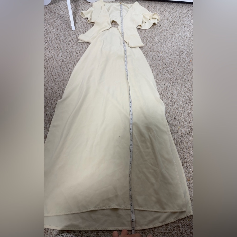 Cupshe Short Sleeve Tie Front V Neck Cutout Waist Slit Hem Maxi Dress size S - Picture 8 of 8